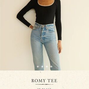 Doen  Black Long Sleeve Top with White Trim